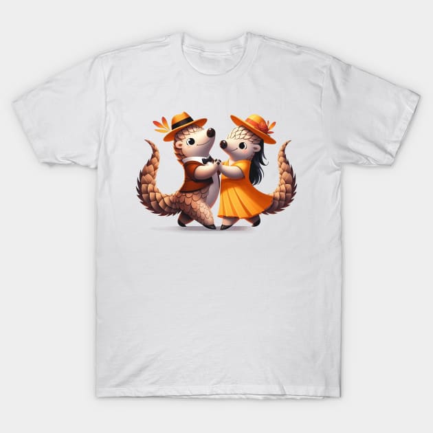 Cute Couple Pangolins Dancing Tango Pango-Tango T-Shirt by Dmytro